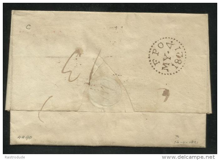 1821 - Entire Letter - France Bordeaux To London - Paris Transit Cancel - 1801-1848: Precursors XIX