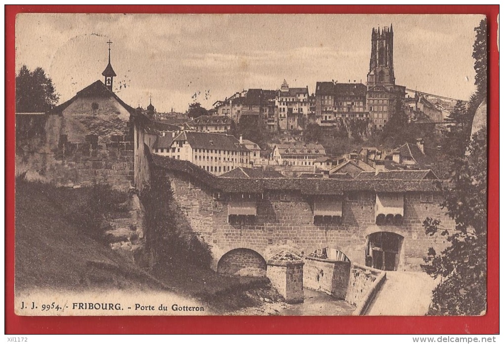 BFR-10 Fribourg, Porte Du Gotteron. Jullien. Cachet 1916 - Fribourg