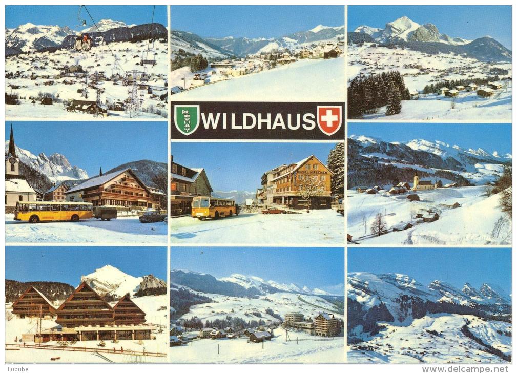Wildhaus - Multivue (9 Bilder Mit Postauto)         Ca. 1970 - Wildhaus-Alt Sankt Johann