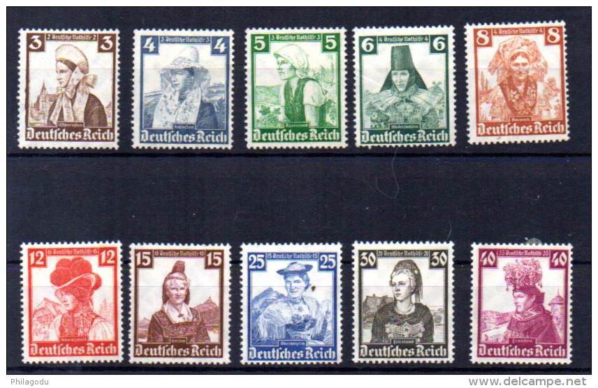 Costumes Régionaux, 547 / 556*, Cote 47,50 €, - Unused Stamps