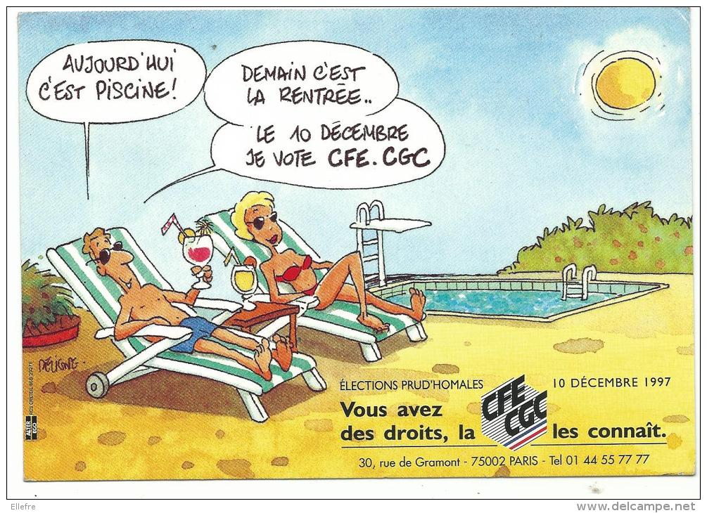 Elections Prud' Homales , Carte CFE - CGC - 10 Décembre 1997 - Dos Simple Non Voyagée - Sindacati