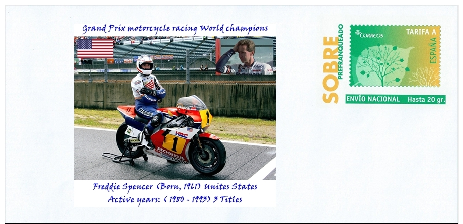 SPAIN, 2014 G.P. Motorcycle Racing World Champions-Freddie Spencer (Born, 1961) Unites States - Moto