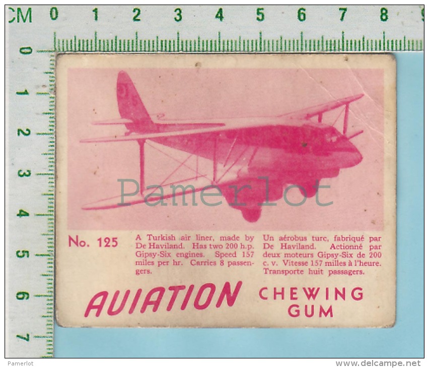 Aviation Chewing Gum Series, C 1941 (No.125 De Haviland Turkish Air Line ) Bilingue Français &amp; Anglais "English" - 1939-45