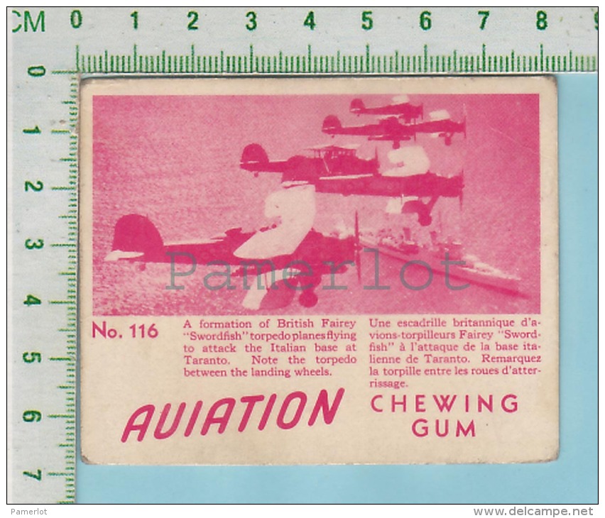 Aviation Chewing Gum Series, C 1941 (No.116 British Fairey Swordfish Torpedoplane) Bilingue Français &amp; Anglais "Engl - 1939-45