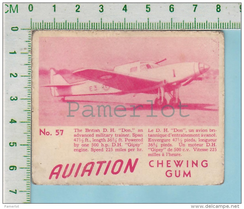 Aviation Chewing Gum Series, C 1941 (No.57 British DH Don  Military Trainer ) Bilingue Français &amp; Anglais "English" - 1939-45