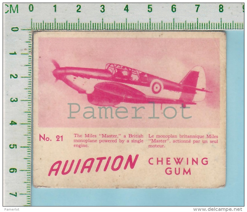 Aviation Chewing Gum Series, C 1941 (No.21 The Miles Master Monoplane) Bilingue Français &amp; Anglais "English" - 1939-45