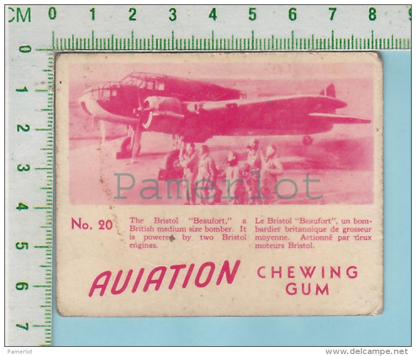 Aviation Chewing Gum Series, C 1941 (No.20 Bristol Beaufort Bomber ) Bilingue Français &amp; Anglais "English" - 1939-45