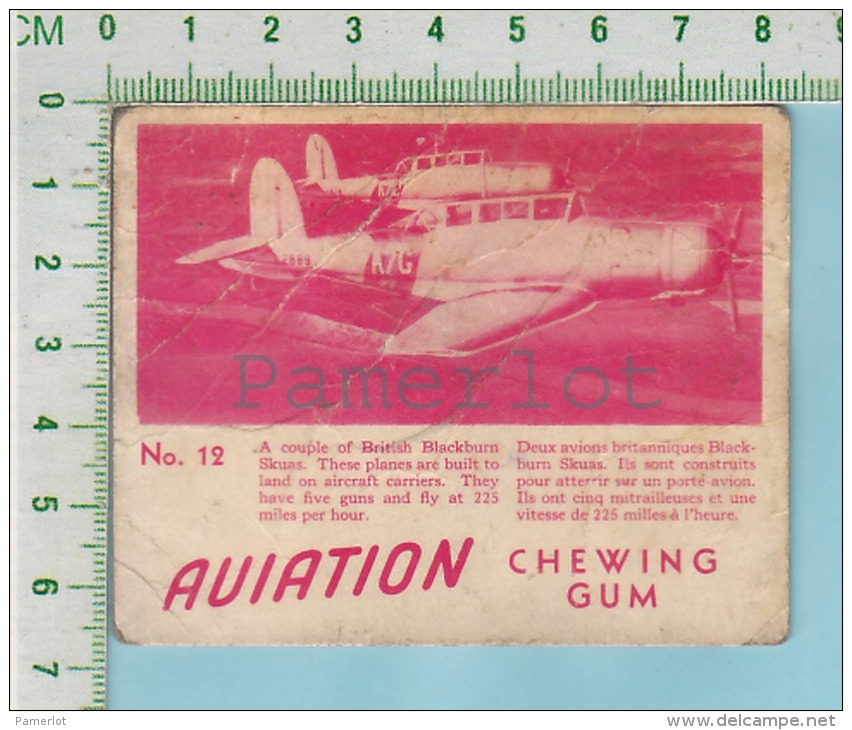 Aviation Chewing Gum Series, C 1941 (No.12 British Blackburn Skuas ) Bilingue Français &amp; Anglais "English" - 1939-45