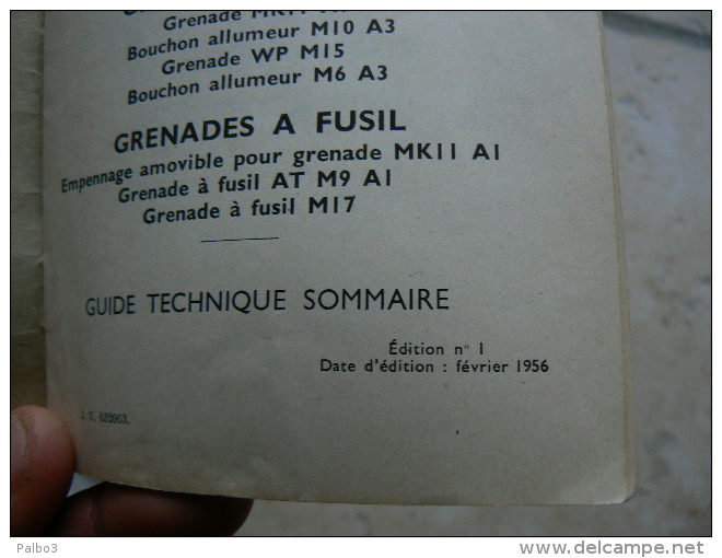 Livret Carnet Grenade Americaine A Main A Fusil Daté 1956 Algerie - 1939-45