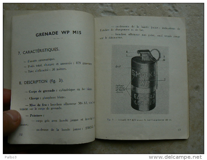 livret carnet grenade americaine a main a fusil daté 1956 algerie