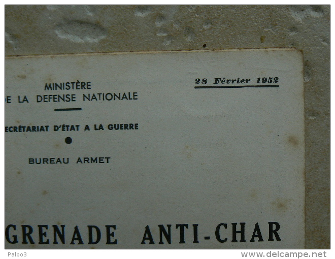 Livret Carnet Grenade Anti Char A Fusil De 73 Mm Daté 1952 Indochine - Armes Neutralisées