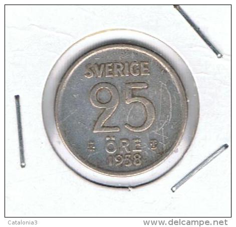 SUECIA - SWEDEN - 25 Ore 1958  KM824  PLATA - Sweden