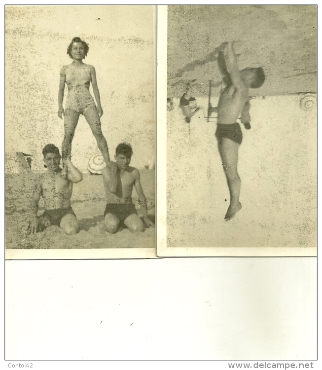 SPORT GYMNASTIQUE PLAGE JEUNE HOMME FEMME CARTE PHOTO - Gymnastique