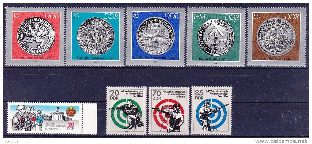 DDR 1986 / MiNr.  3037 , 3040 – 3044 , 3045 – 3047   ** / MNH   (m347) - Neufs