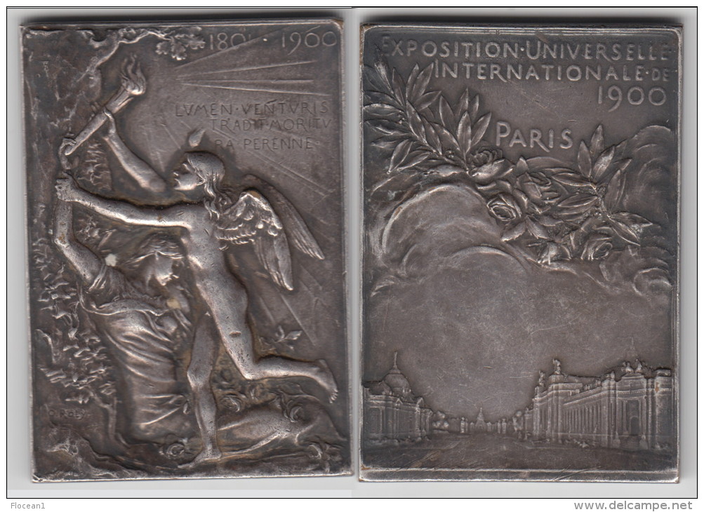 **** SUPERBE PLAQUE - MÉDAILLE EXPOSITION UNIVERSELLE 1900 - BRONZE ARGENTE - Signée O. ROTY **** ACHAT IMMEDIAT - Professionals/Firms