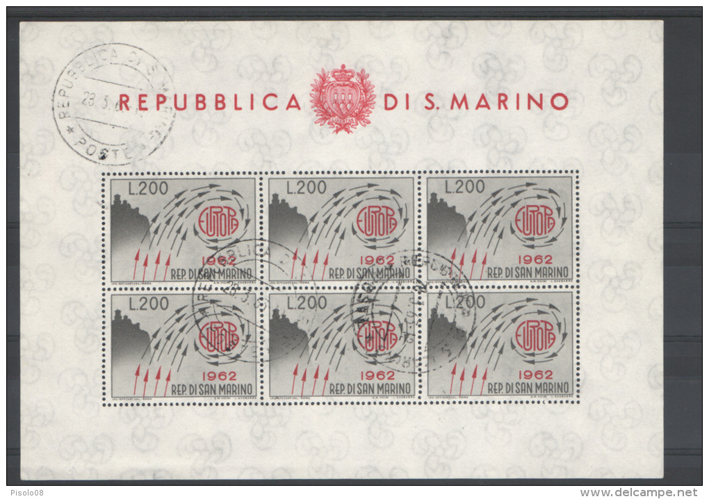 SAN MARINO 1962 FOGLIETTO EUROPA USATO - Blocchi & Foglietti