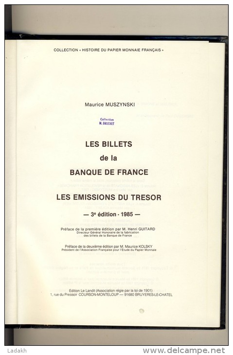 LIVRE # CATALOGUE # BILLET DE LA BANQUE DE FRANCE # MAURICE MUSYNSKI # EMISSIONS DU TRESOR # 1985 - Boeken & Software