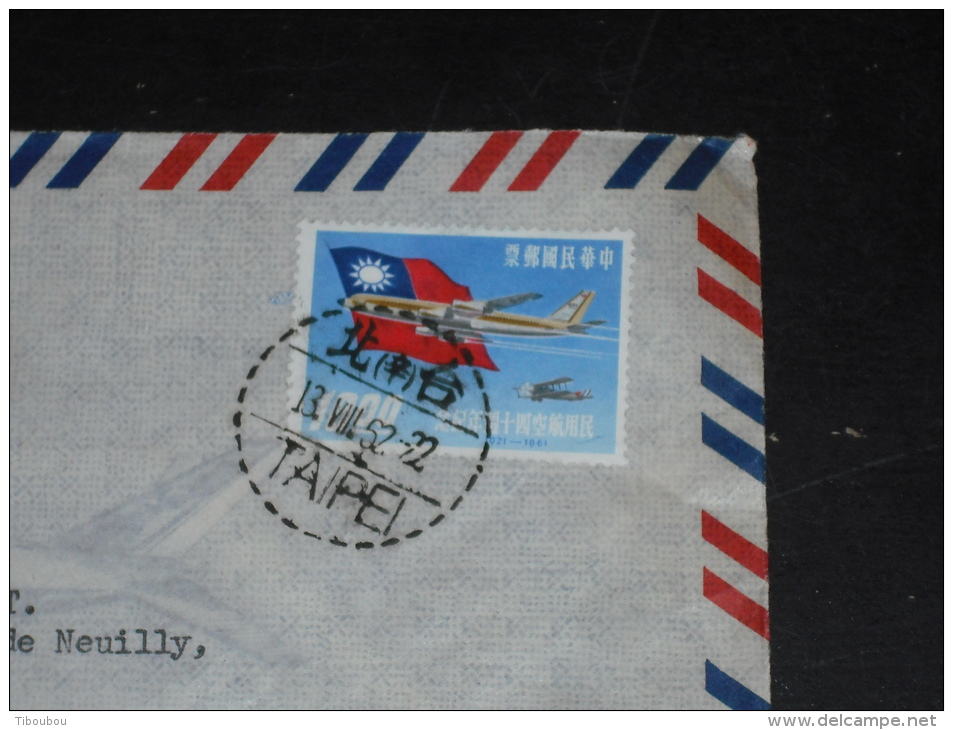 LETTRE FORMOSE FORMOSA TAIWAN AVEC YT 377 - AVIATION POSTALE AVION DRAPEAU - - Briefe U. Dokumente