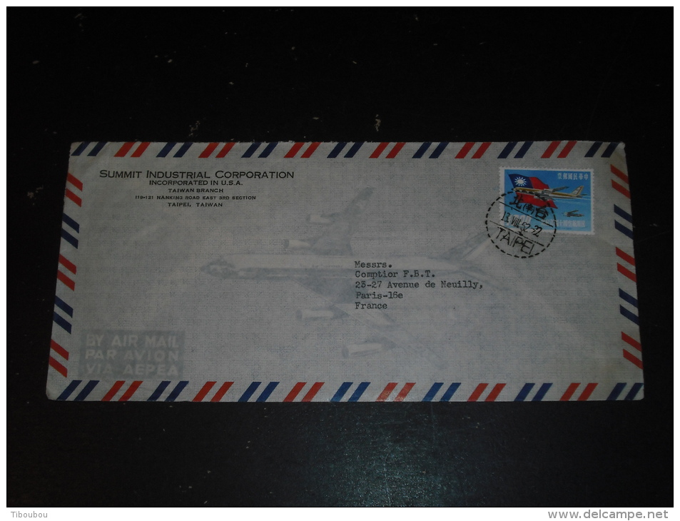 LETTRE FORMOSE FORMOSA TAIWAN AVEC YT 377 - AVIATION POSTALE AVION DRAPEAU - - Briefe U. Dokumente