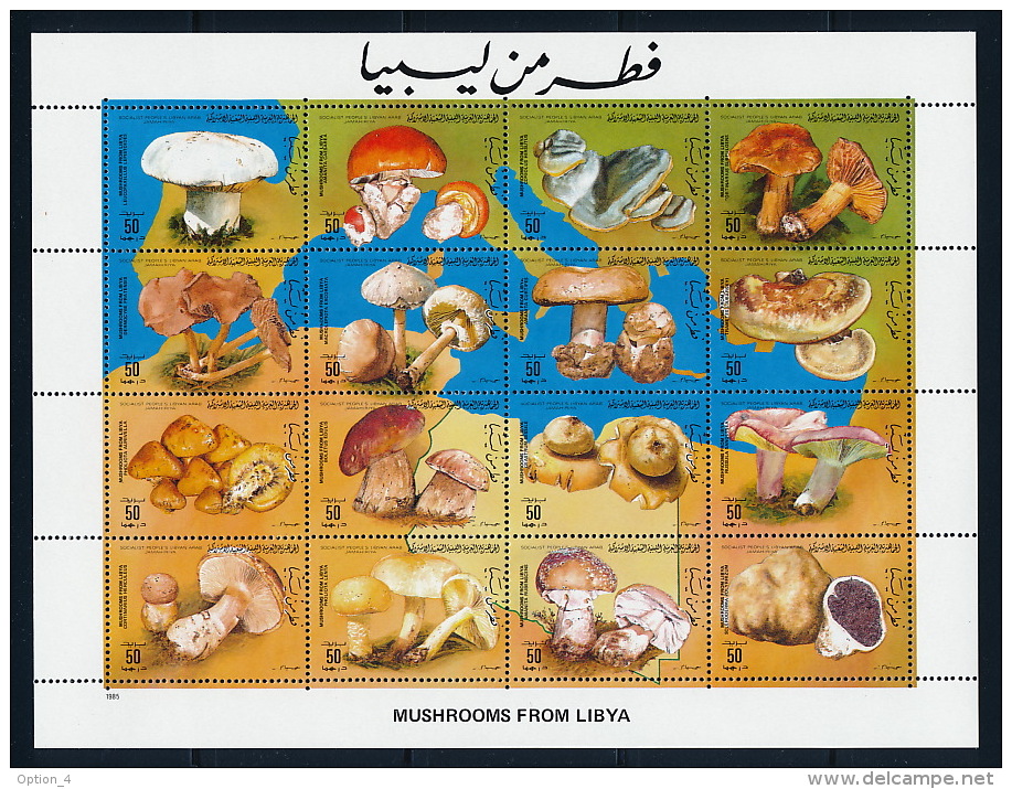 Mushrooms M/S Pilze Kleinbogen °BX0040 MNH - Libia