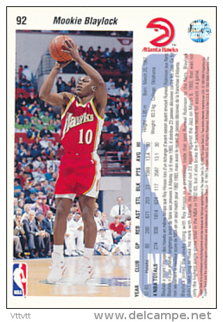 Basket NBA (1993), MOOKIE BLAYLOCK, N° 92 (G), Atlanta Hawks, Upper Deck, Trading Cards... - 1990-1999