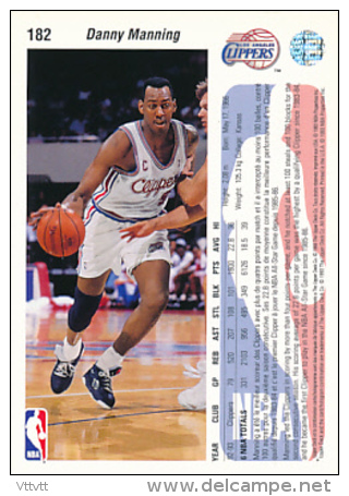 Basket NBA (1993), DANNY MANNING, N° 182 (F), Los Angeles Clippers, Upper Deck , Trading Cards... - 1990-1999