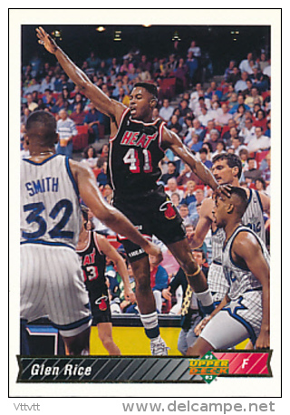 Basket NBA (1993), GLEN RICE, N° 199 (F), Miami Heat, Upper Deck , Trading Cards... - 1990-1999