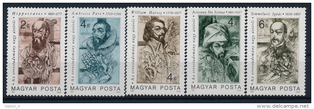 Hungary Ungarn Hippokrates Harvey Avicenna Ibn Sina Semmelweis Pare Medicine Set (5) °BM0921 MNH - Medizin