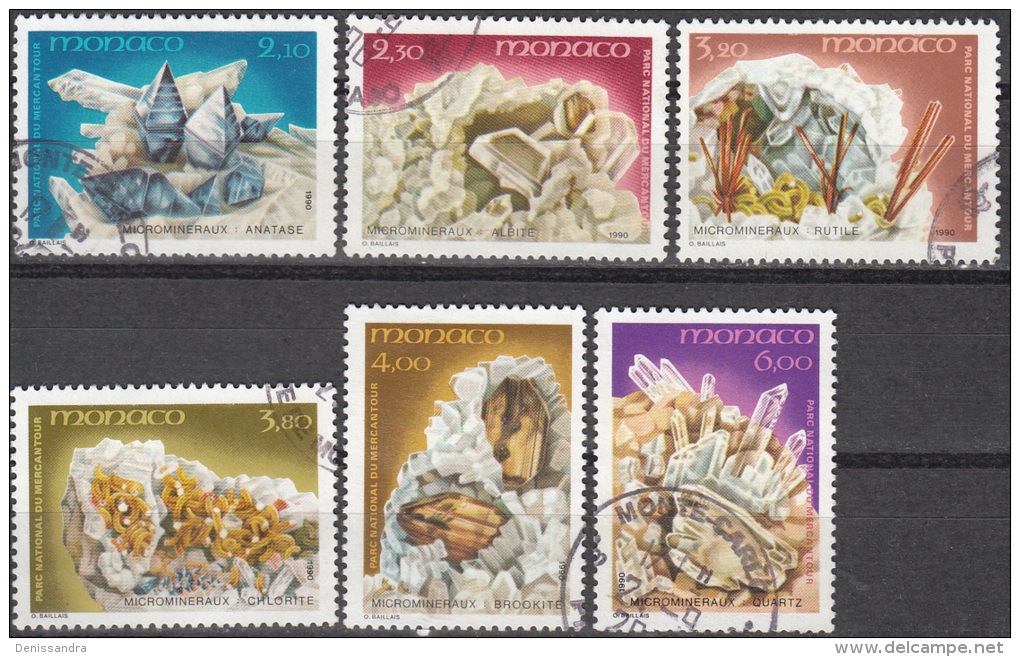 Monaco 1990 Yvert 1730 - 1735 O Cote (2015) 10.30 Euro Microminéraux Du Parc Du Mercantour Cachet Rond - Used Stamps