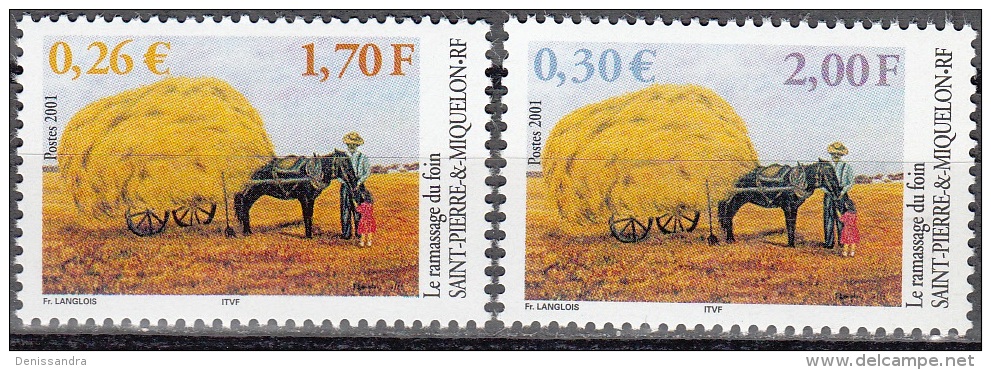Saint-Pierre & Miquelon 2001 Yvert 741 - 742 Neuf ** Cote (2015) 2.40 Euro Le Ramassage Du Foin - Unused Stamps