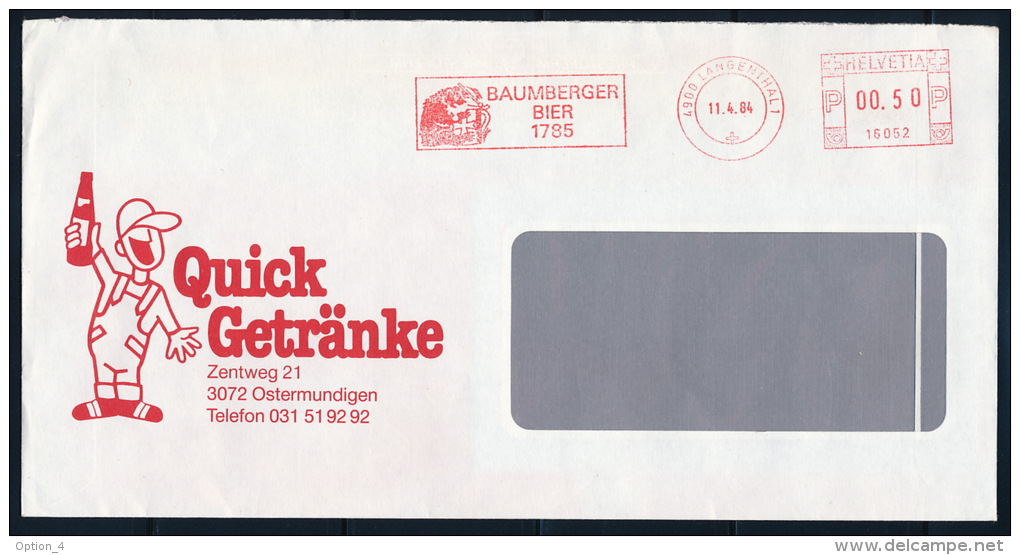 Germany Deutschland Baumberger Special Cover &amp; Meter Mark Beer Freistempel Bier °BL1009 - Beers