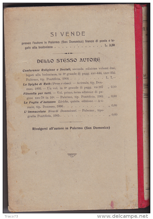 PALERMO  Tip. Pontificia  1908 /    LA SEPARAZIONE DELLO STATO DALLA CHIESA - Discussioni  _ Frate V.G. LOMBARDO - Religione