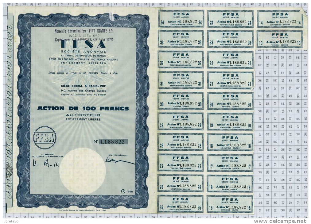 FFSA, Nouvellement Fiat, Avenue Des Champs Elysees - Automobile