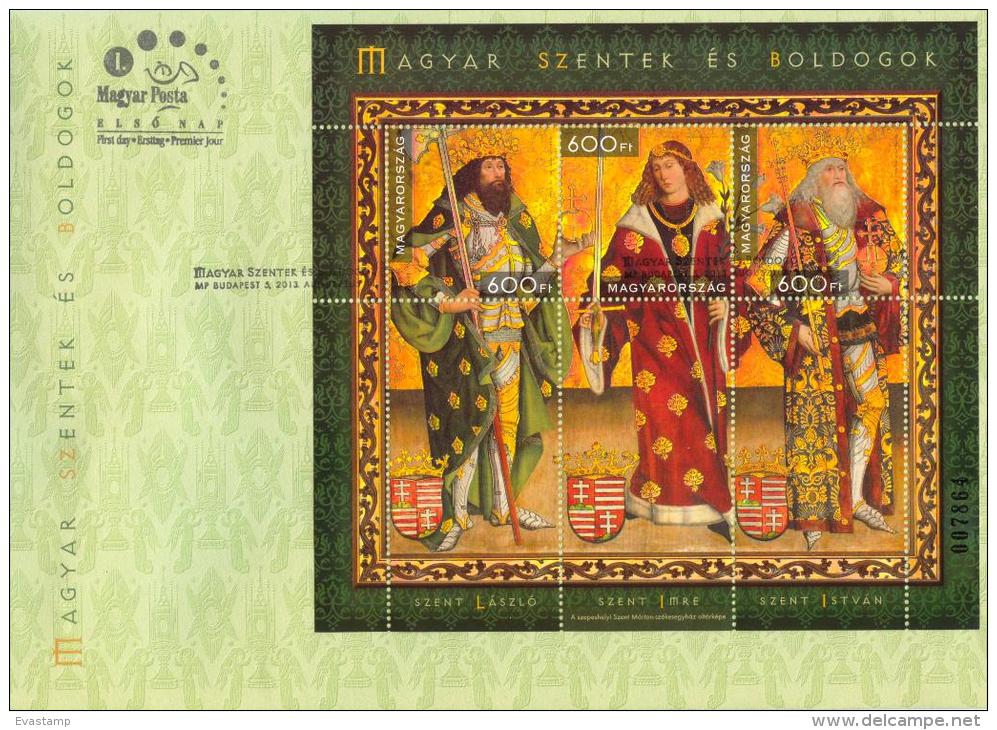 HUNGARY-2013. FDC Souvenir Sheet - Hungarian Saints And Blesseds I./Exclusive Version With Gold Overprint MNH!!! - FDC
