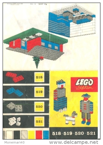 LEGO SYSTEM - Plan Notice 518 - 519 - 520 - 521 (Pad. Pend S 152). - Ontwerpen