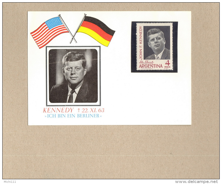 Kennedy Karte Mit Briefmarke Argentinien 1964 ** MNH - Kennedy (John F.)