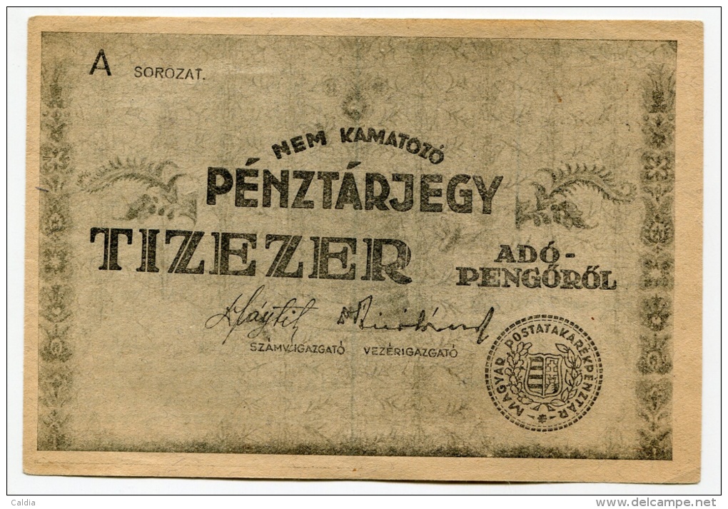 Hongrie Hungary Ungarn 10.000 AdoPengorol 1946 "" MASRA  AT  NEM  RUHAZHATO "" RARE # 2 - Hongrie