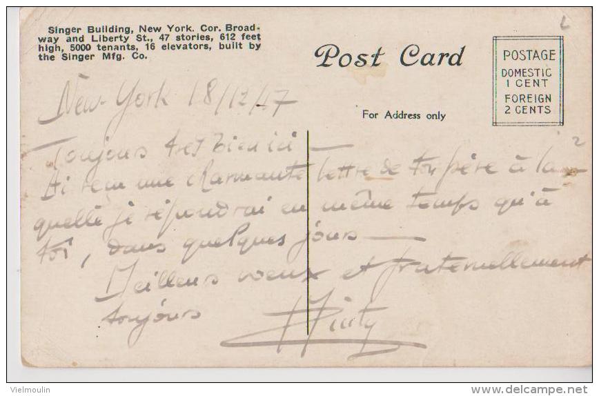 ETATS UNIS D´AMERIQUE NEW YORK HOTEL VANDERBILT ET SINGER BLDG. LOT DE 2 BELLE CARTE RARE !!! - Cafés, Hôtels & Restaurants