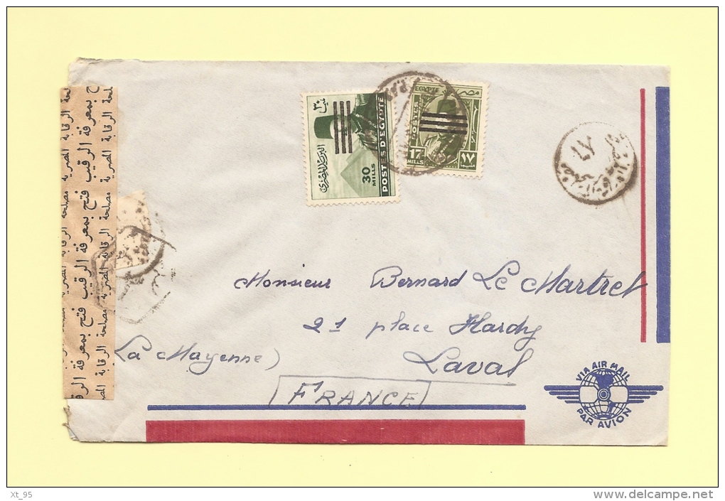 Egypte - Port Said Destination France - Censure - Cartas & Documentos