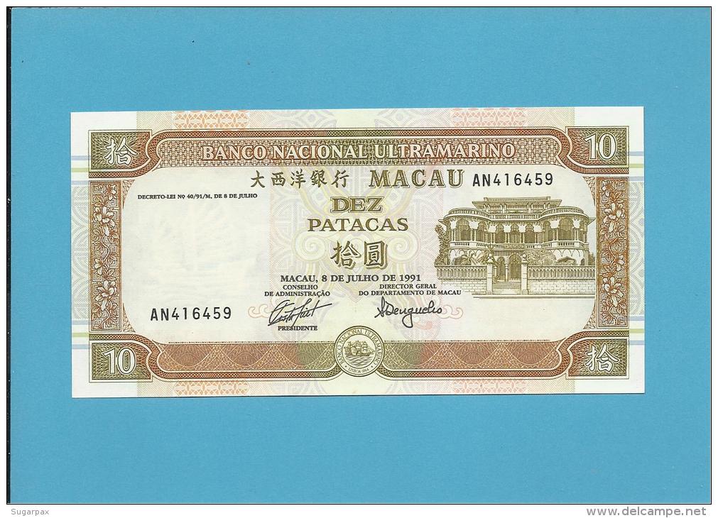 MACAO MACAU - 10 PATACAS - 8.7.1991 - P 65 - UNC. - PORTUGAL - Macao