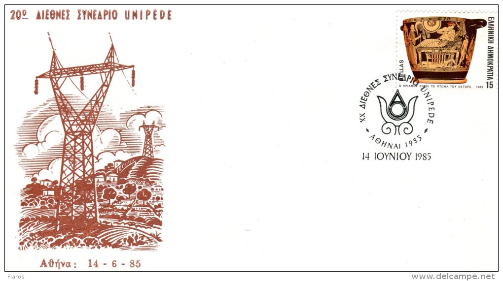 Greece- Greek Commemorative Cover W/ "20th International Conference UNIPEDE" [Athens 14.6.1985] Postmark - Postembleem & Poststempel