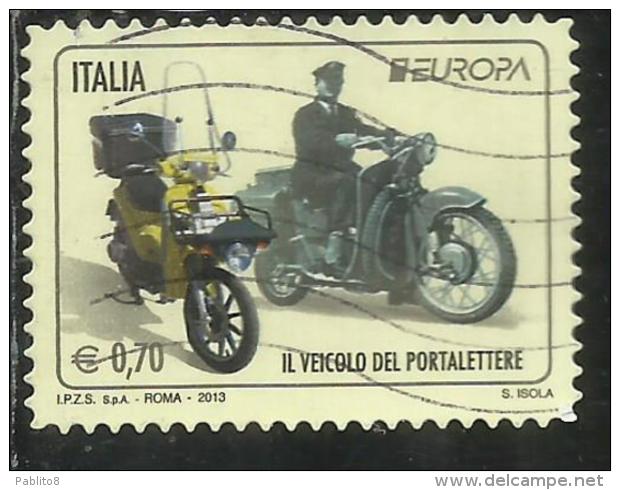 ITALIA REPUBBLICA ITALY REPUBLIC 2013 EUROPA CEPT UNITA IL VEICOLO DEL PORTALETTERE €  0,70 USATO USED OBLITERE´ - 2011-20: Oblitérés