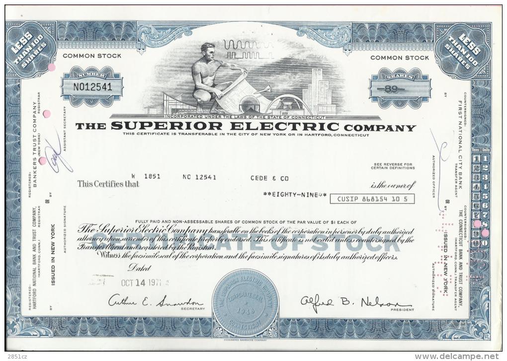 The Superior Electric Company, 1971., 89 Shares - Electricidad & Gas