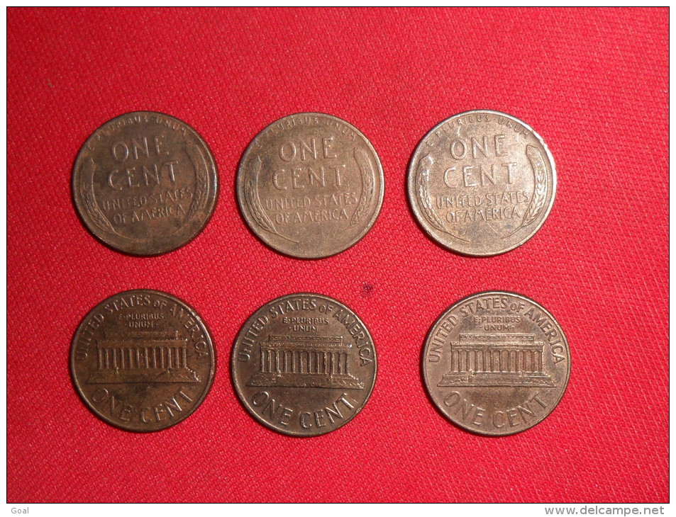 Lot One Cent/ 1953/1955D/1956D/1960D/19 61/1961D En TTB. - 1909-1958: Lincoln, Wheat Ears Reverse