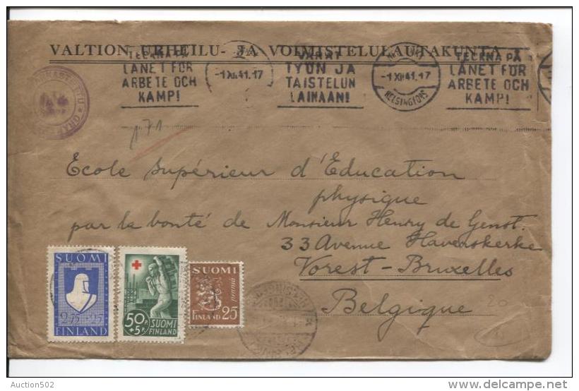 Finland Helsinki 1941 German Censor (b) Berlin + Cinderella Tp Brussels Belgium PR356 - Lettres & Documents