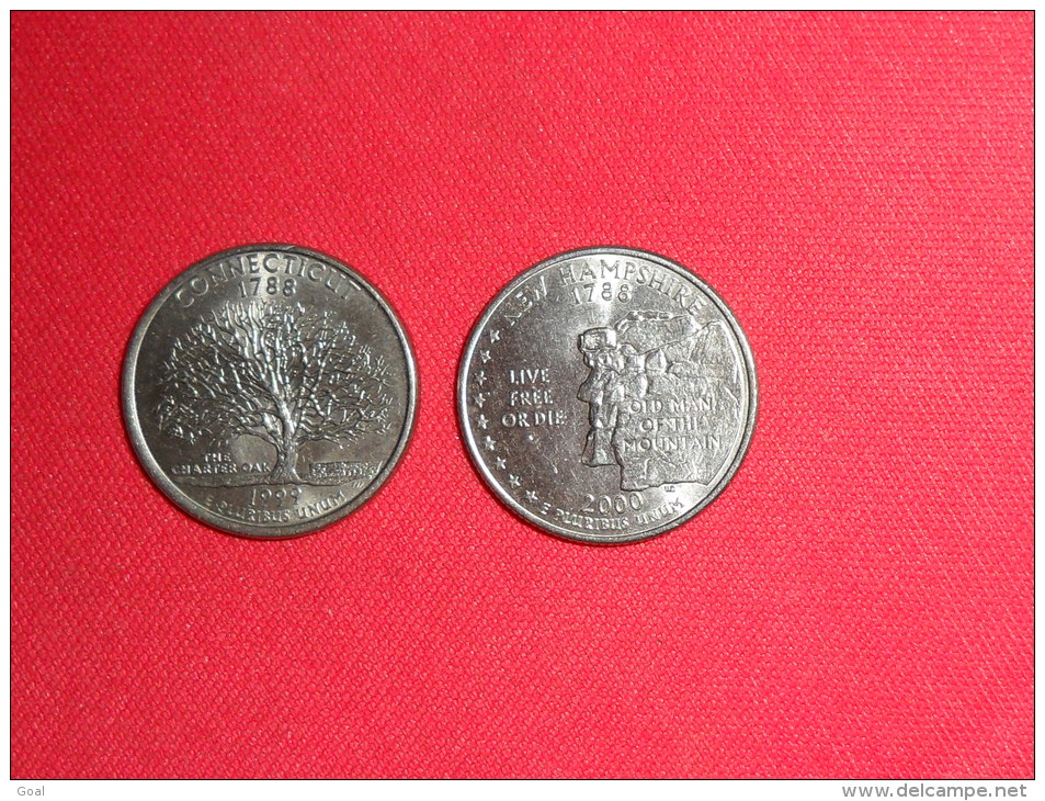 Lot De 1/4 Dollard(State Quarters) /USA/ Connecticut 1999P Et New Hampshire 2000D En SUP. - 1999-2009: State Quarters