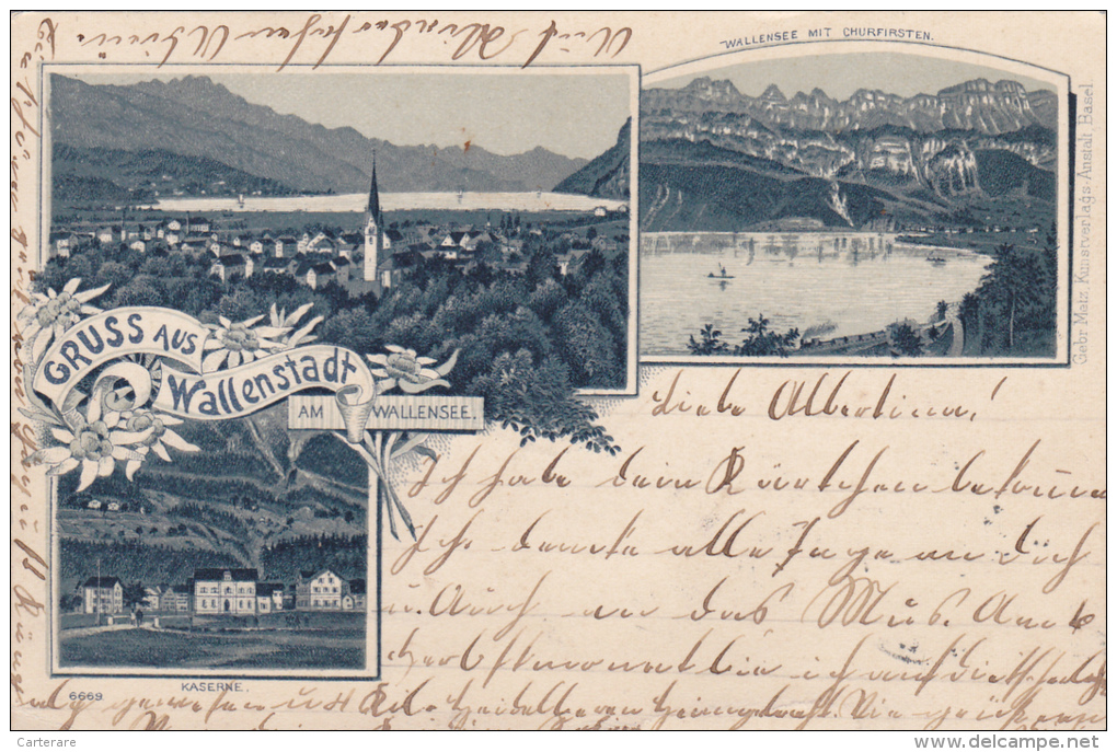 SUISSE,SCHWEIZ,SVIZZERA,SWITZERLAND,HELVETIA,SWISS ,saint Gall Et Glaris,wallen,lac,beau Timbre 1900 - Saint-Gall