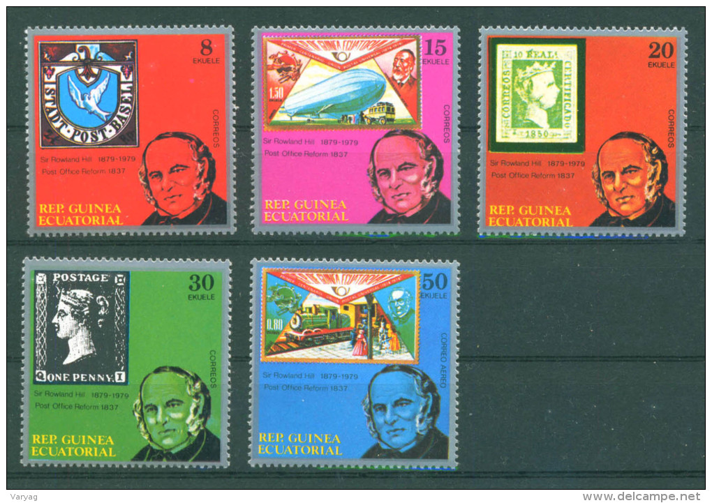 Guinea Equatorial 1978 Rowland Hill, Stamp On Stamp 5v MNH - Guinea Ecuatorial