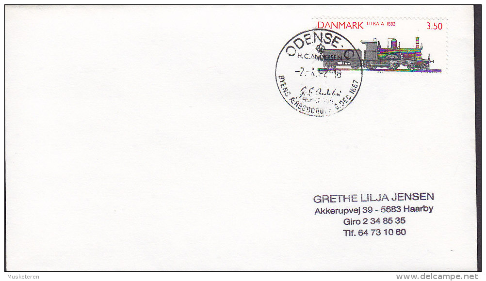 Denmark Sonderstempel ODENSE - Byens æresborger H. C. Andersen 1992 Cover Brief Train Zug Locomotive Stamp - Lettres & Documents