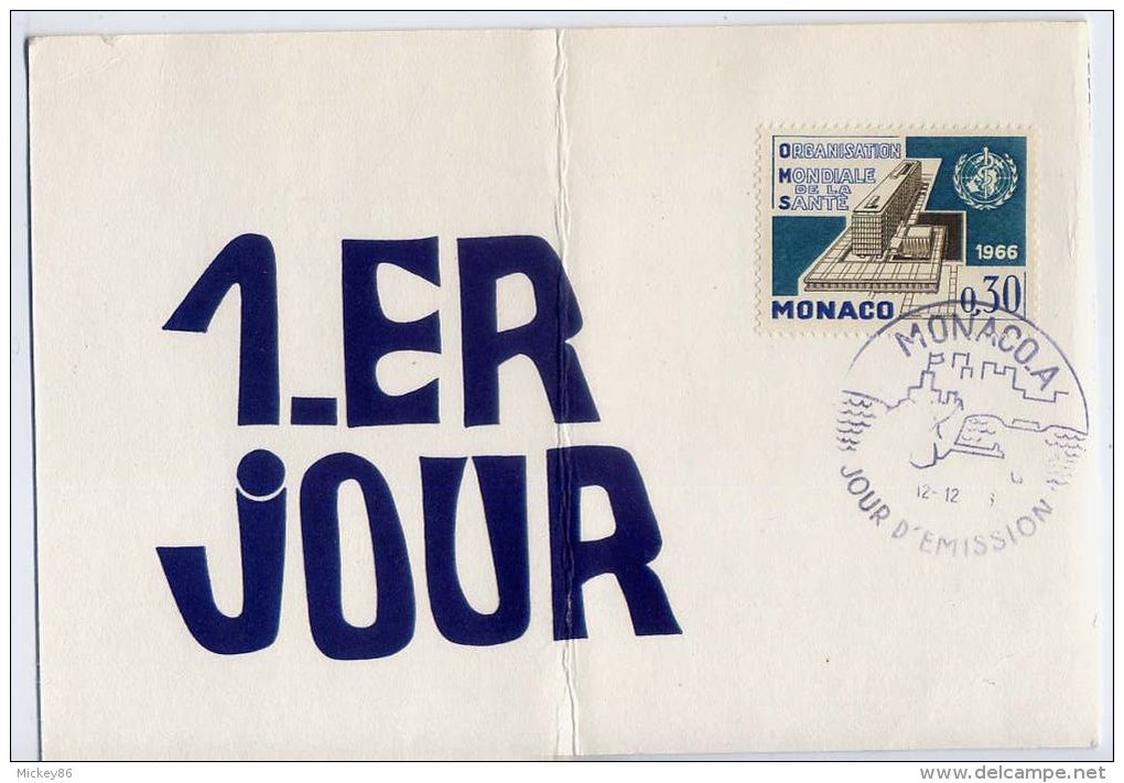 Monaco--1966--carte Maximum -Organisation Mondiale De La Santé (OMS)-- - Cartas Máxima